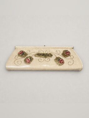 Vintage Fabrique Fabric Floral Ivory Evening Clutch